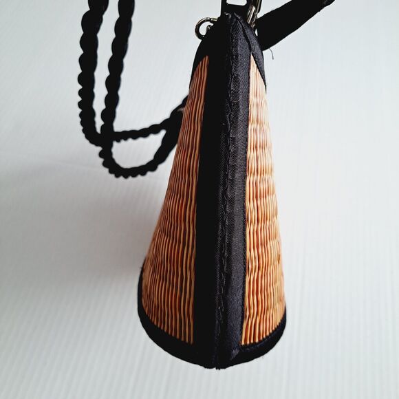 Bamboo Weave Purse Handbag Satin Trim Vacation Resort Travel Boho Beach Date - Picture 14 of 16